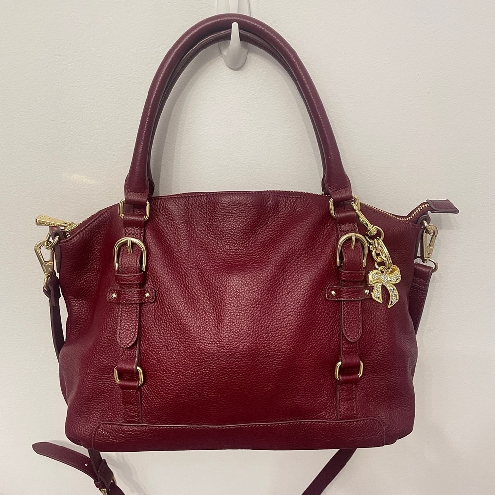 Ora Delphine Adele Burgundy Leather Satchel Bag Fall Color - Picture 3 of 14